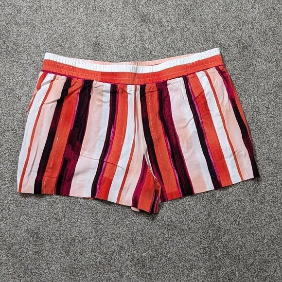 APT. 9 Orange Striped Casual Pull-On Rayon Shorts; Size L - Picture 1 of 5